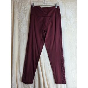 Aerie OFFLINE Goals Burgundy Leopard Print 7/8 Legging Hi Rise Size XL